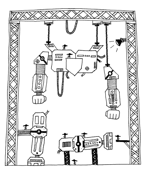 A partially-constructed giant robot