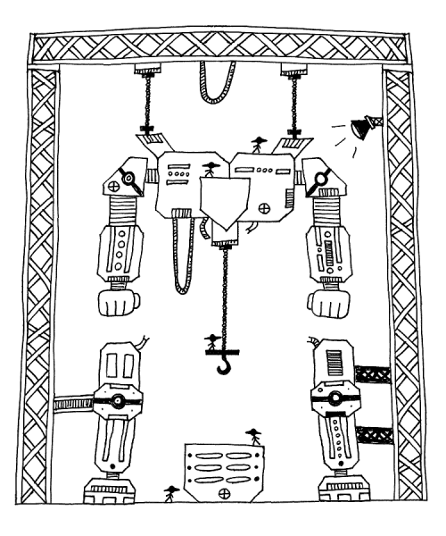 A partially-constructed giant robot