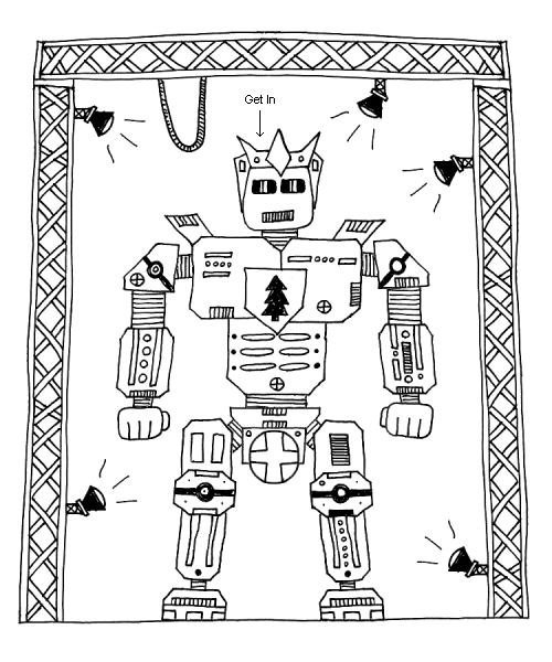 A partially-constructed giant robot